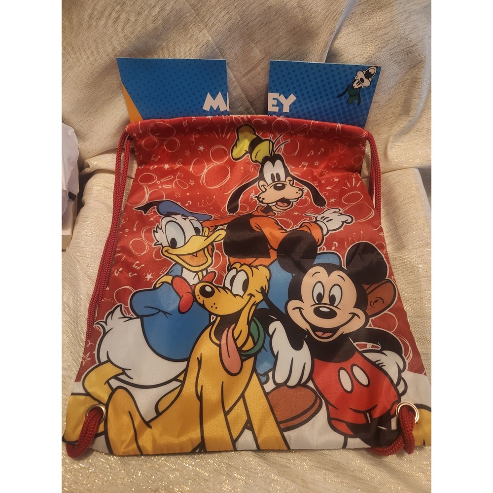 Mickey & Friends Backpack Drawstring Sling Tote Bag Licensed NEW 14"X18"